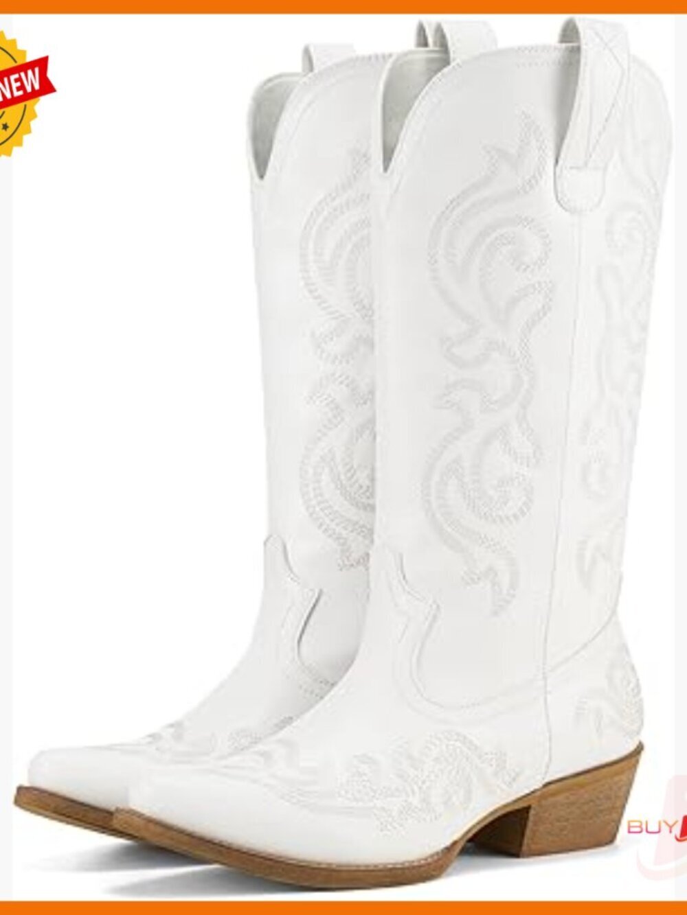 Western Cowgirl Boots with Chunky Heel Snip Toe Mid-Calf Pull-On